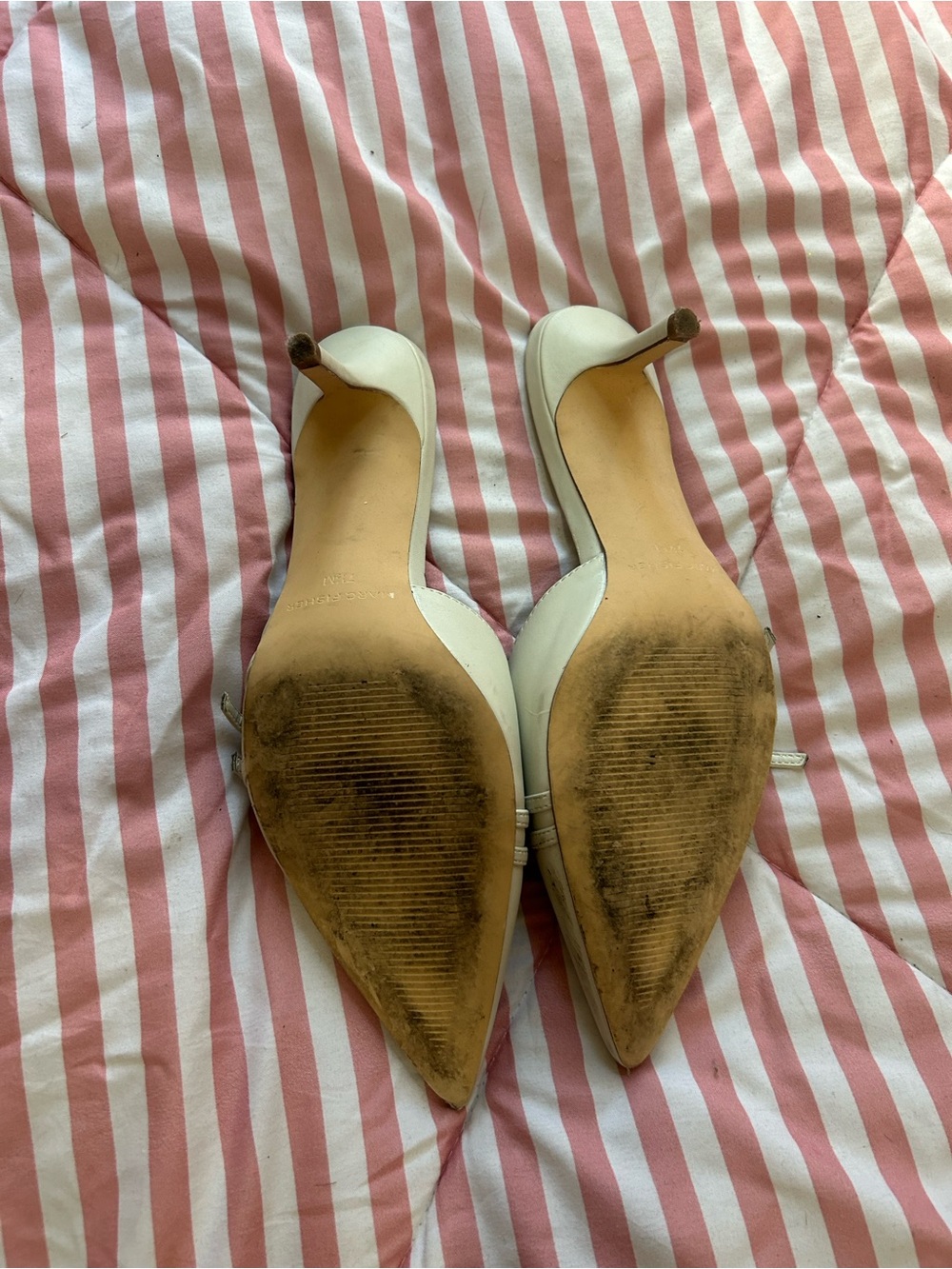 Marc Fisher Cream Pointed Toe Buckled Kitten Heels - Picture 3 of 3
